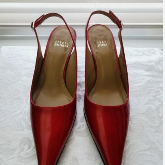 Fabulous "Lipstick Red" Stuart Weitzman wedge pump shoes 6.5 - Picture 10 of 11